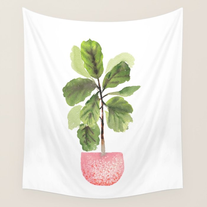 Fiddle-Leaf Fig (Watercolor) Wall Tapestry Gallery Image 1