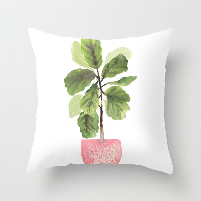 Fiddle-Leaf Fig (Watercolor) Throw Pillow Gallery Image 1