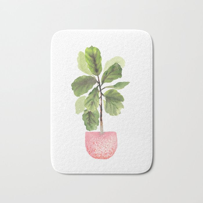 Fiddle-Leaf Fig (Watercolor) Bath Mat Gallery Image 1