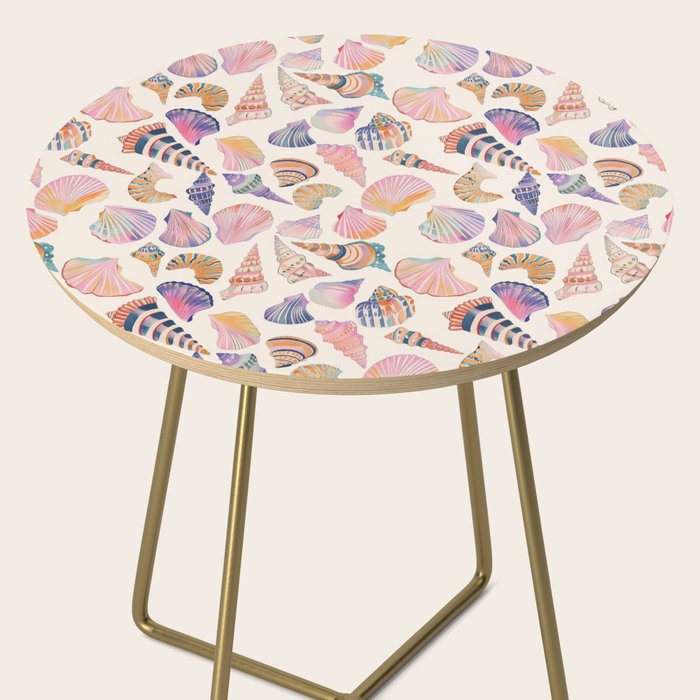 Colorful Sea Shells Spiritual Feminine Seashore Animal Print Side Table Gallery Image 2