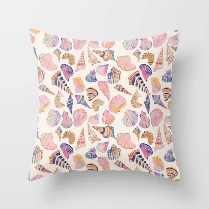 Colorful Sea Shells Spiritual Feminine Seashore Animal Print Throw Pillow Gallery Image 6