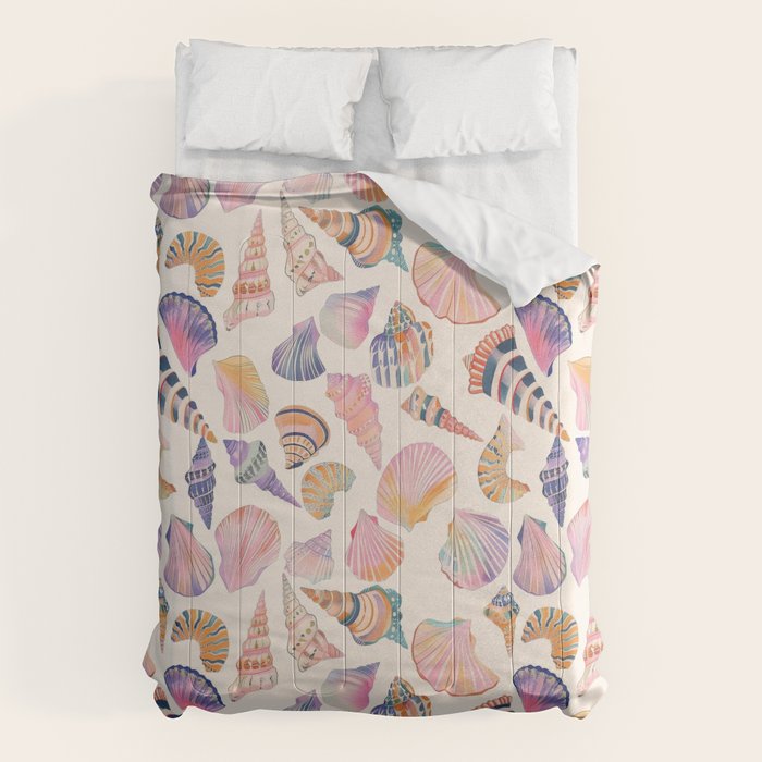 Colorful Sea Shells Spiritual Feminine Seashore Animal Print Comforter Gallery Image 1