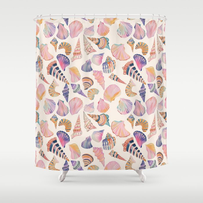 Colorful Sea Shells Spiritual Feminine Seashore Animal Print Shower Curtain Gallery Image 1