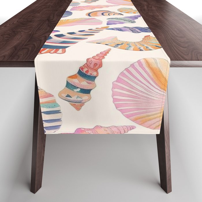 Colorful Sea Shells Spiritual Feminine Seashore Animal Print Table Runner Gallery Image 1
