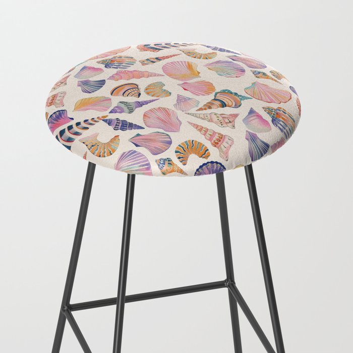Colorful Sea Shells Spiritual Feminine Seashore Animal Print Stool Gallery Image 2