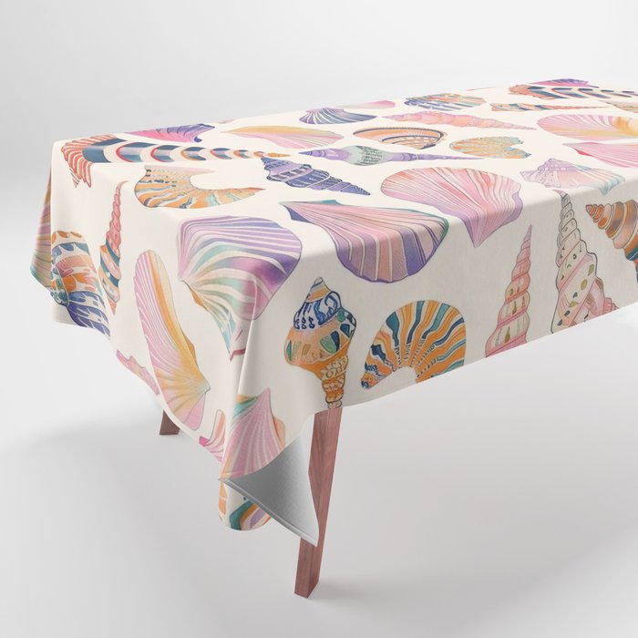 Colorful Sea Shells Spiritual Feminine Seashore Animal Print Tablecloth Gallery Image 1