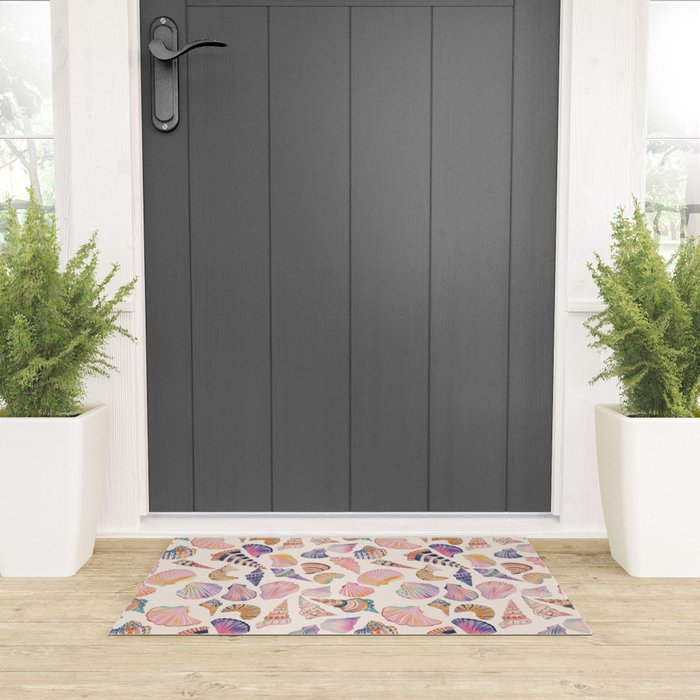 Colorful Sea Shells Spiritual Feminine Seashore Animal Print Welcome Mat Gallery Image 3