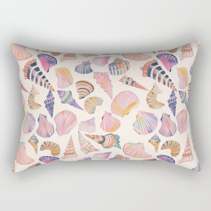 Colorful Sea Shells Spiritual Feminine Seashore Animal Print Rectangular Pillow Gallery Image 1