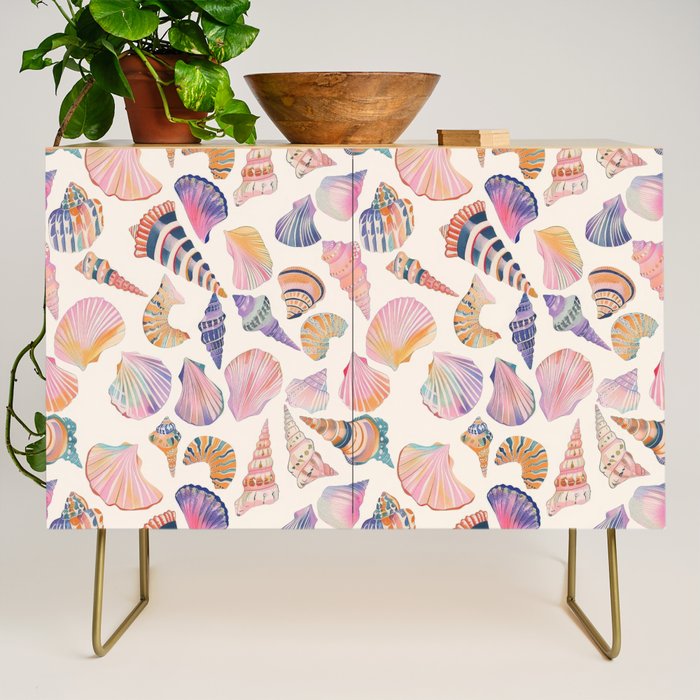Colorful Sea Shells Spiritual Feminine Seashore Animal Print Credenza Gallery Image 1