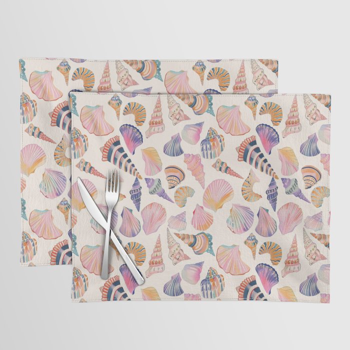 Colorful Sea Shells Spiritual Feminine Seashore Animal Print Placemat Gallery Image 1