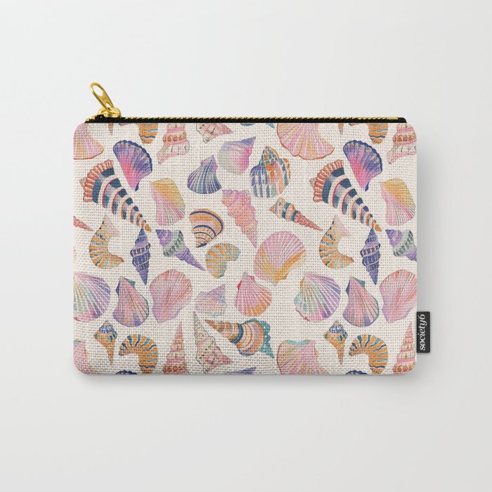 Colorful Sea Shells Spiritual Feminine Seashore Animal Print Carry All Pouch Gallery Image 1