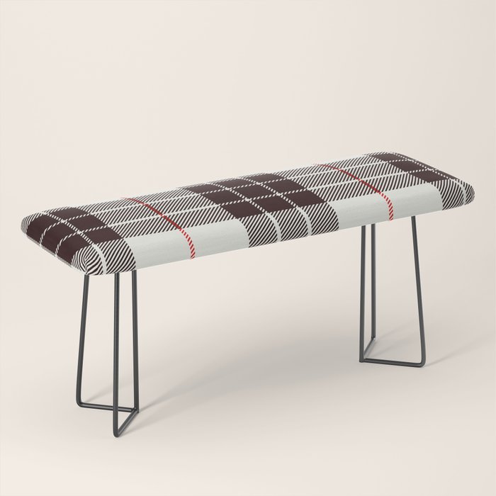 White Tartan with Black and Red Stripes Bench Gallery Image 1