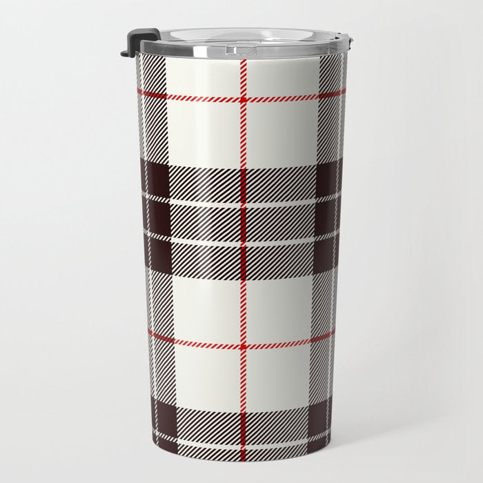 White Tartan with Black and Red Stripes Travel Mug Gallery Image 3