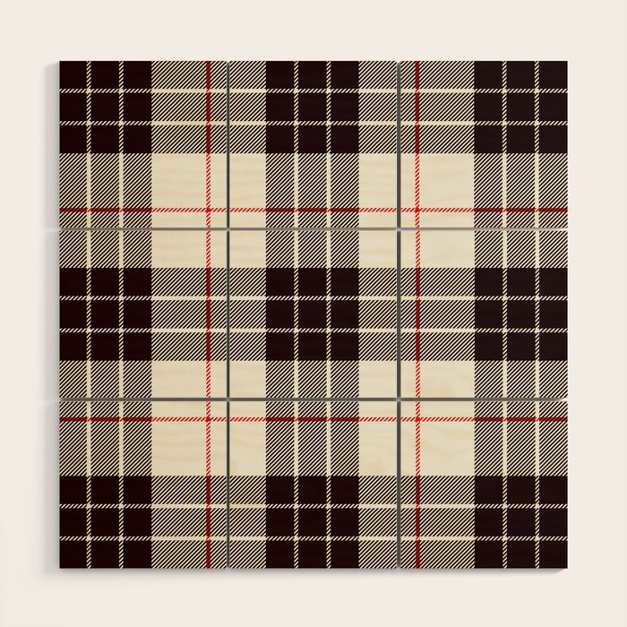 White Tartan with Black and Red Stripes Wood Wall Art Gallery Image 1