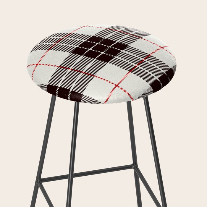 White Tartan with Black and Red Stripes Stool Gallery Image 2