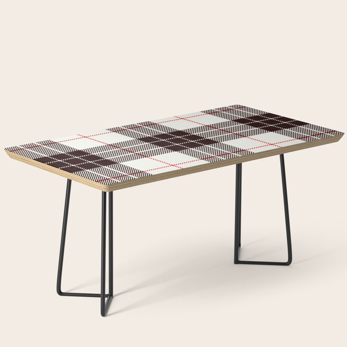 White Tartan with Black and Red Stripes Coffee Table Gallery Image 1