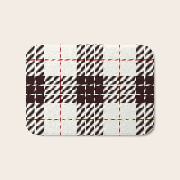 White Tartan with Black and Red Stripes Bath Mat Gallery Image 1
