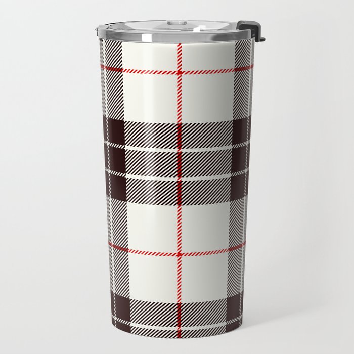 White Tartan with Black and Red Stripes Travel Mug Gallery Image 2