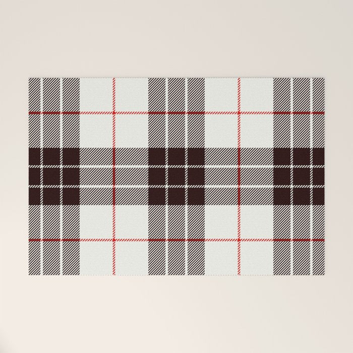 White Tartan with Black and Red Stripes Welcome Mat Gallery Image 1