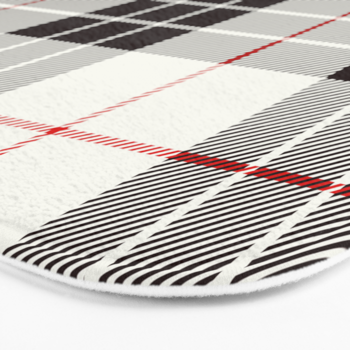 White Tartan with Black and Red Stripes Bath Mat Gallery Image 3