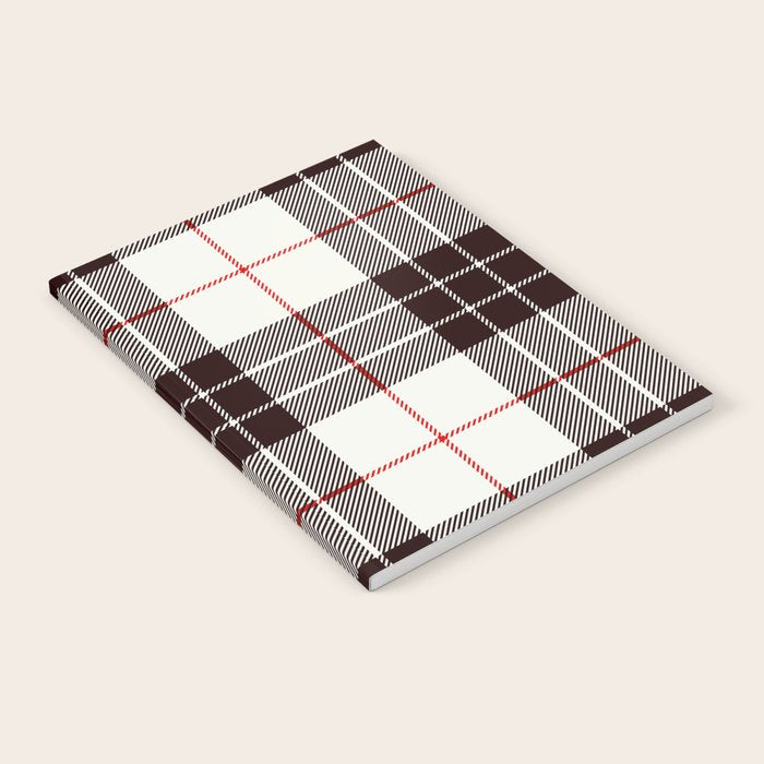 White Tartan with Black and Red Stripes Notebook Gallery Image 2