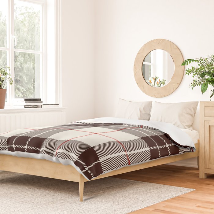 White Tartan with Black and Red Stripes Duvet Cover Gallery Image 2