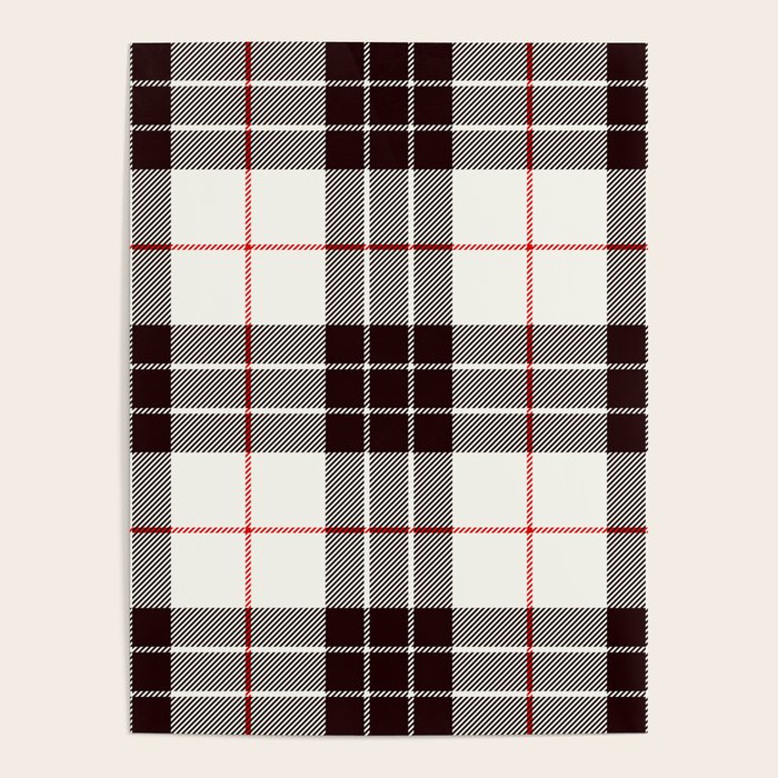 White Tartan with Black and Red Stripes Poster Gallery Image 1