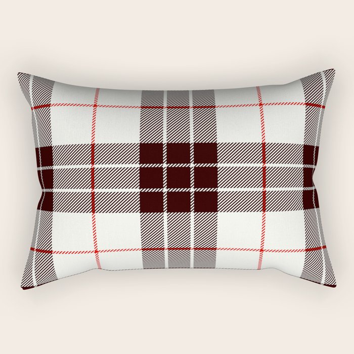 White Tartan with Black and Red Stripes Rectangular Pillow Gallery Image 2