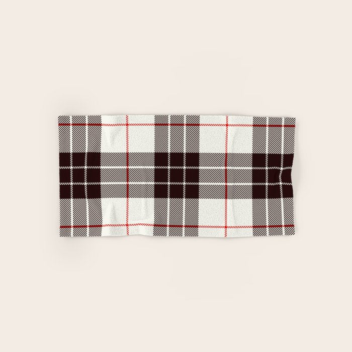 White Tartan with Black and Red Stripes Bath Towel Gallery Image 1