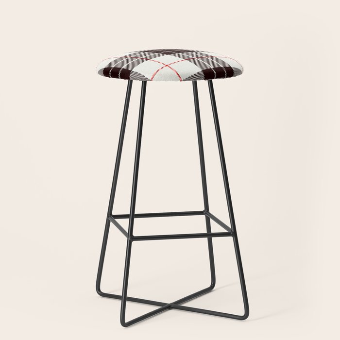 White Tartan with Black and Red Stripes Stool Gallery Image 1