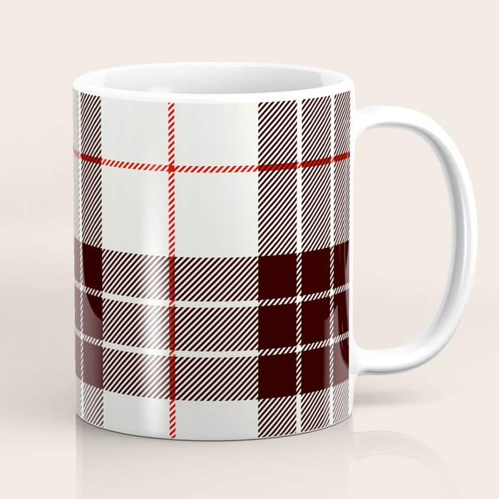 White Tartan with Black and Red Stripes Coffee Mug Gallery Image 1