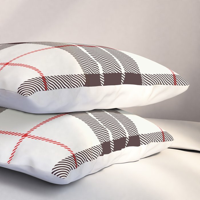 White Tartan with Black and Red Stripes Pillow Sham Gallery Image 3