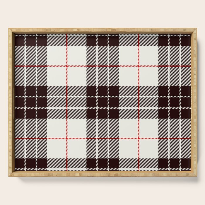 White Tartan with Black and Red Stripes Serving Tray Gallery Image 1