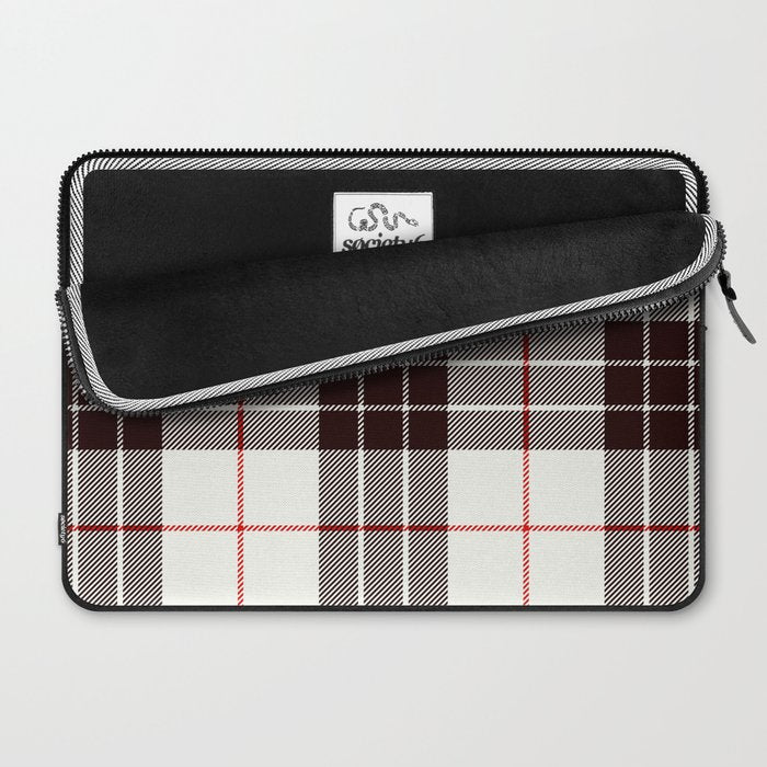 White Tartan with Black and Red Stripes Laptop Sleeve Gallery Image 2