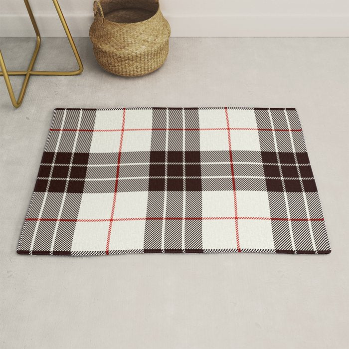 White Tartan with Black and Red Stripes Rug Gallery Image 1