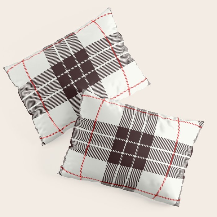 White Tartan with Black and Red Stripes Pillow Sham Gallery Image 3