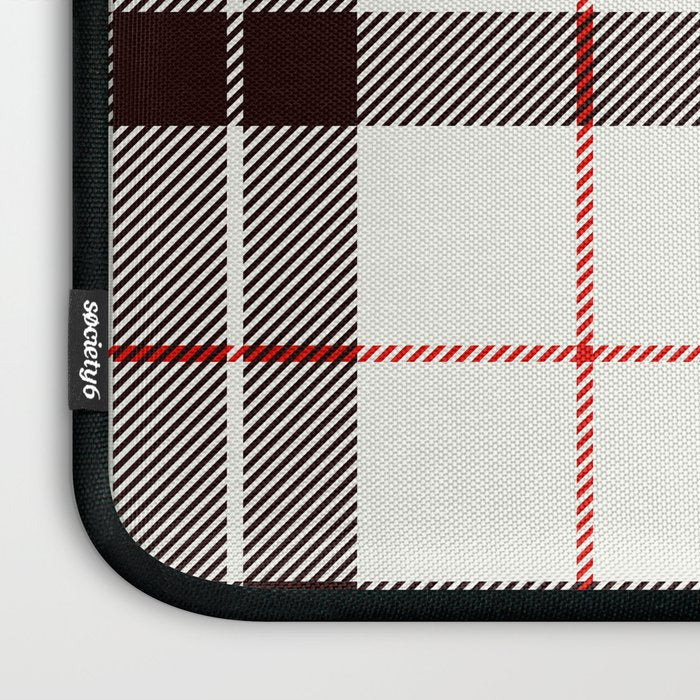 White Tartan with Black and Red Stripes Laptop Sleeve Gallery Image 3