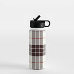 White Tartan with Black and Red Stripes Water Bottle Gallery Image 1
