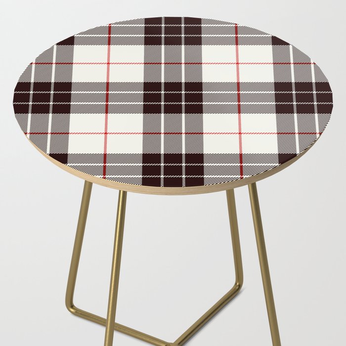 White Tartan with Black and Red Stripes Side Table Gallery Image 2