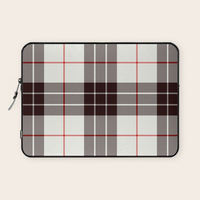White Tartan with Black and Red Stripes Laptop Sleeve Gallery Image 1
