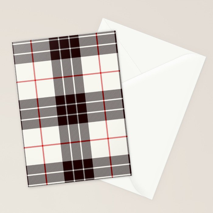 White Tartan with Black and Red Stripes Stationery Card Gallery Image 2