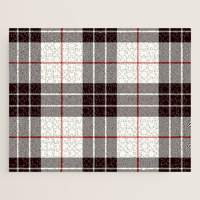 White Tartan with Black and Red Stripes Jigsaw Puzzle Gallery Image 1