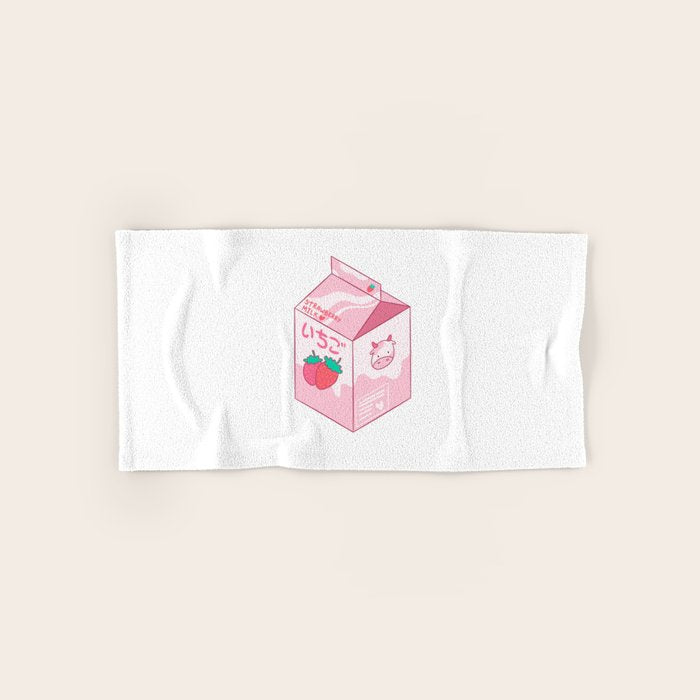 Kawaii Strawberry Milk Shake Bath Towel Gallery Image 1