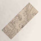 Wave by Katsushika Hokusai 1760-1849 Japanese Woodblock Allover Pattern Black and Tan Ink Drawing Yoga Mat Gallery Image 1