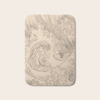 Wave by Katsushika Hokusai 1760-1849 Japanese Woodblock Allover Pattern Black and Tan Ink Drawing Bath Mat Gallery Image 1