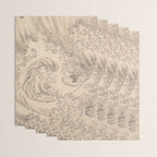 Wave by Katsushika Hokusai 1760-1849 Japanese Woodblock Allover Pattern Black and Tan Ink Drawing Wrapping Paper Gallery Image 3