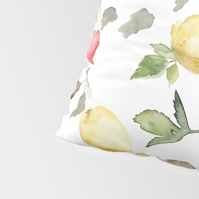 Lemon Berries and Cherries Watercolor Pattern Pillow Sham Gallery Image 4