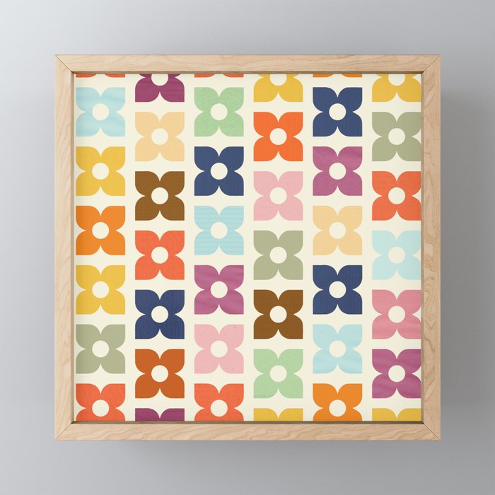 Retro Nostalgic Pastel Flowers Mini Art Print Gallery Image 1
