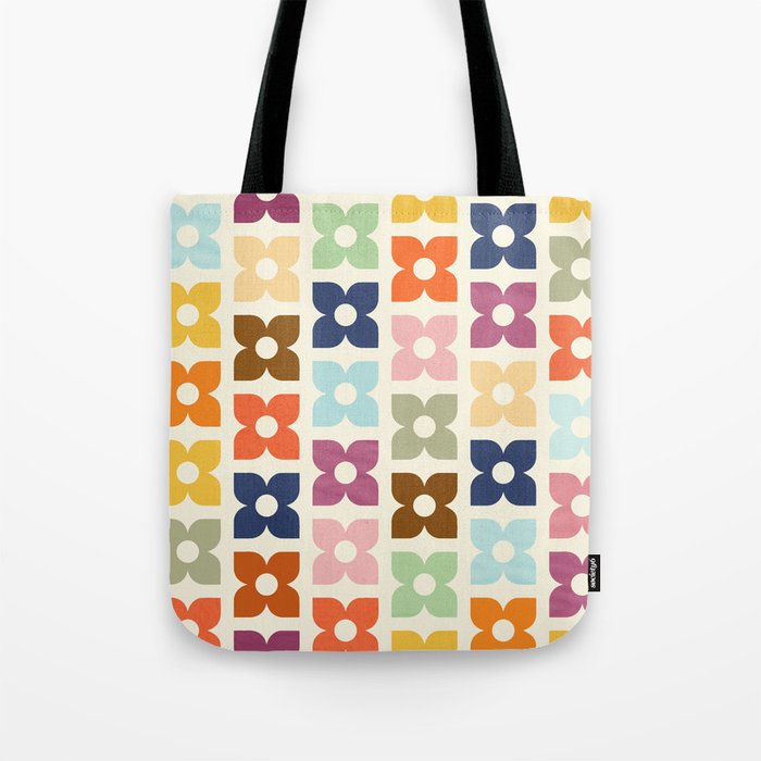Retro Nostalgic Pastel Flowers Tote Bag Gallery Image 1