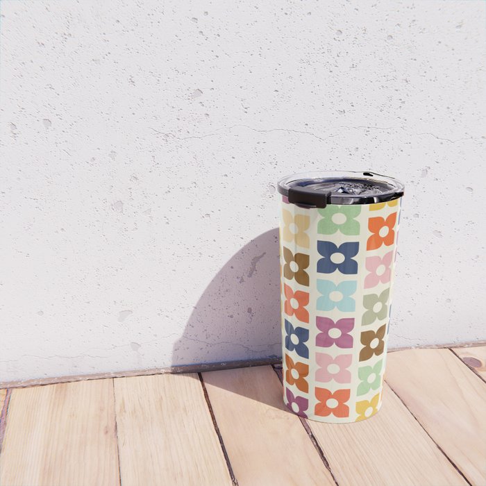Retro Nostalgic Pastel Flowers Travel Mug Gallery Image 4